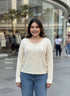 Round Neck Pearl Decor Cardigan